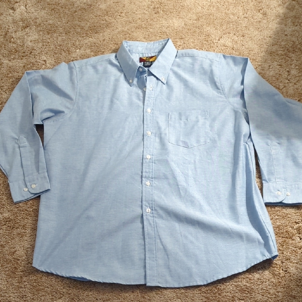Blue Casual Button Down Shirt with Long Sleeves
